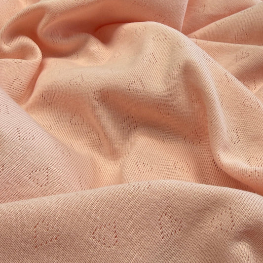 Heart Pointelle Knit Fabric - Organic Cotton - Blush Petal - Simplifi Fabric