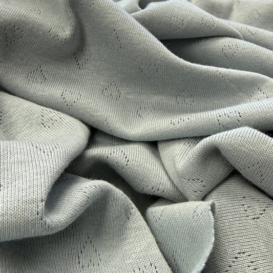 Heart Pointelle Knit Fabric - Organic Cotton - Soft Lagoon - Simplifi Fabric