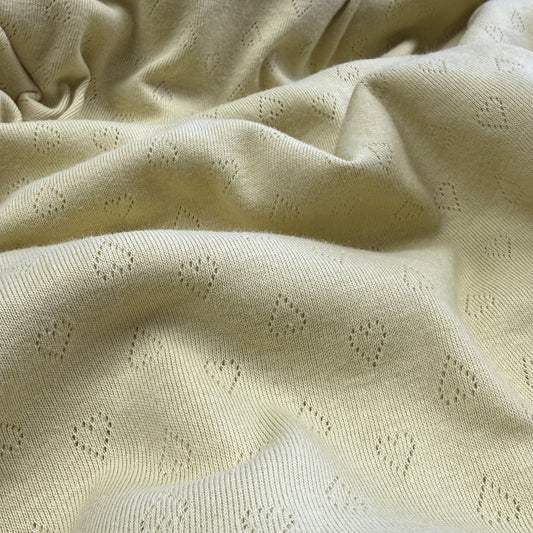 Heart Pointelle Knit Fabric - Organic Cotton - Warm Chamomille - Simplifi Fabric