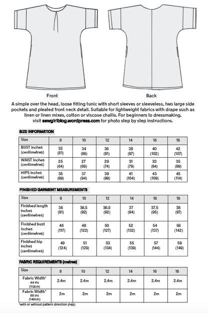 Hilda Tunic Pattern - SewGirl UK - Simplifi Fabric