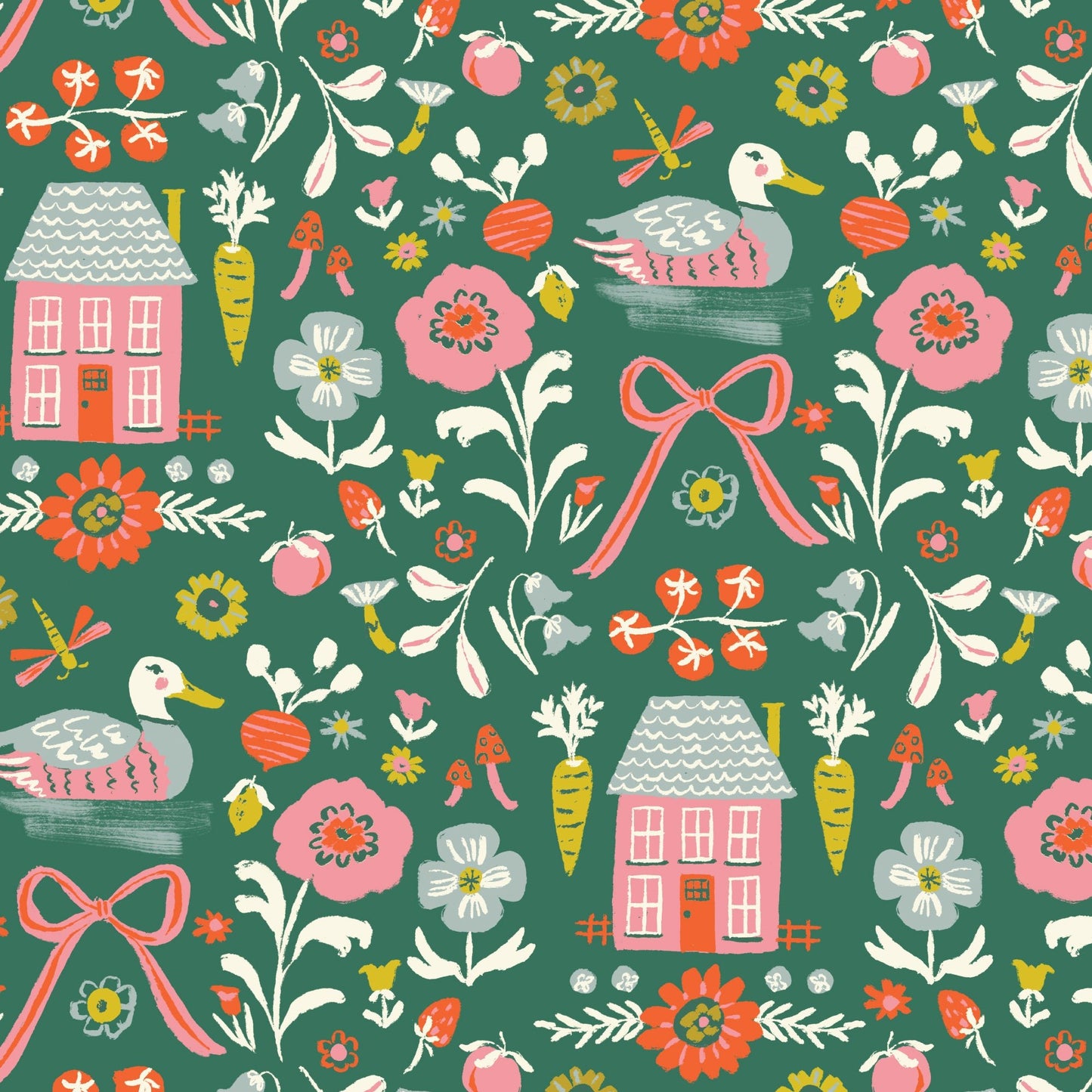 Homestead - Green - Happy Homestead - Samantha Johnson - Cloud 9 Fabrics - Poplin - Simplifi Fabric