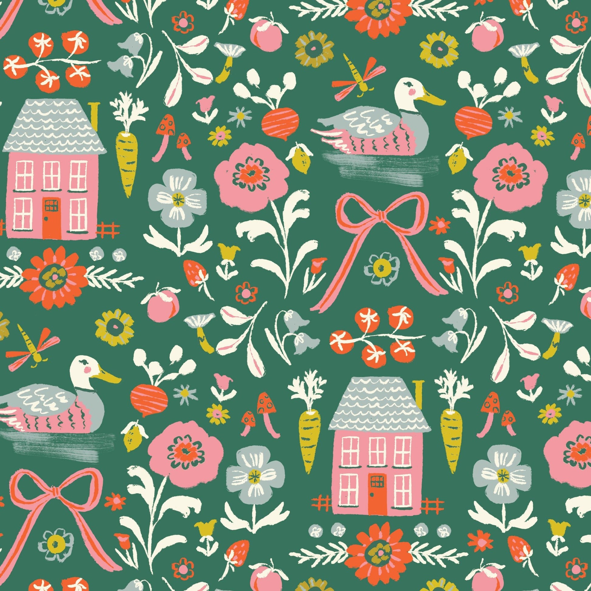 Homestead - Green - Happy Homestead - Samantha Johnson - Cloud 9 Fabrics - Poplin - Simplifi Fabric