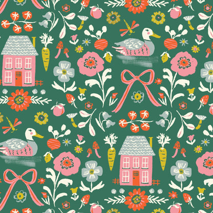 Homestead - Green - Happy Homestead - Samantha Johnson - Cloud 9 Fabrics - Poplin - Simplifi Fabric