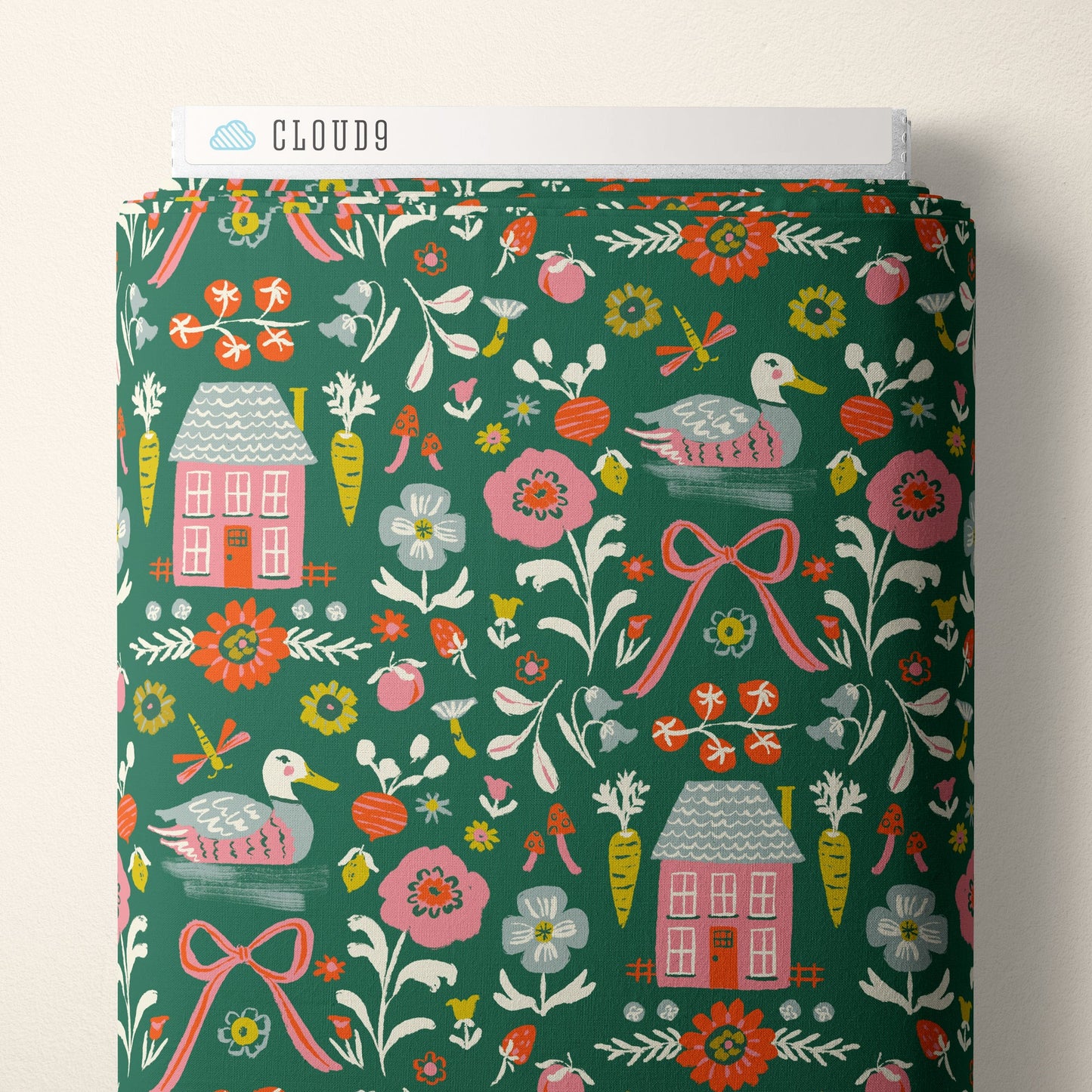 Homestead - Green - Happy Homestead - Samantha Johnson - Cloud 9 Fabrics - Poplin - Simplifi Fabric