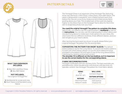 Honeygirl Dress Expansion PDF Pattern - Paradise Patterns - Simplifi Fabric