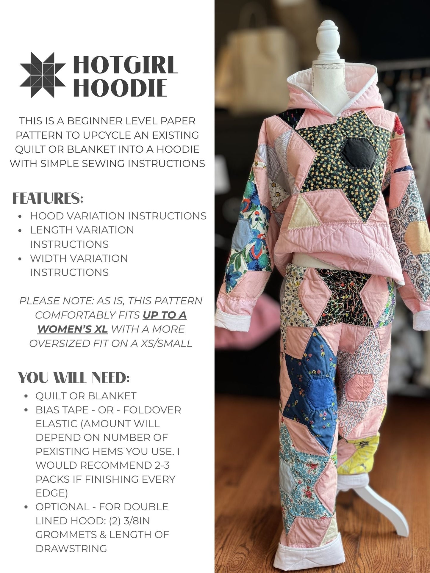 Hoodie - Paper Pattern - Hot Girl Quilting - Simplifi Fabric