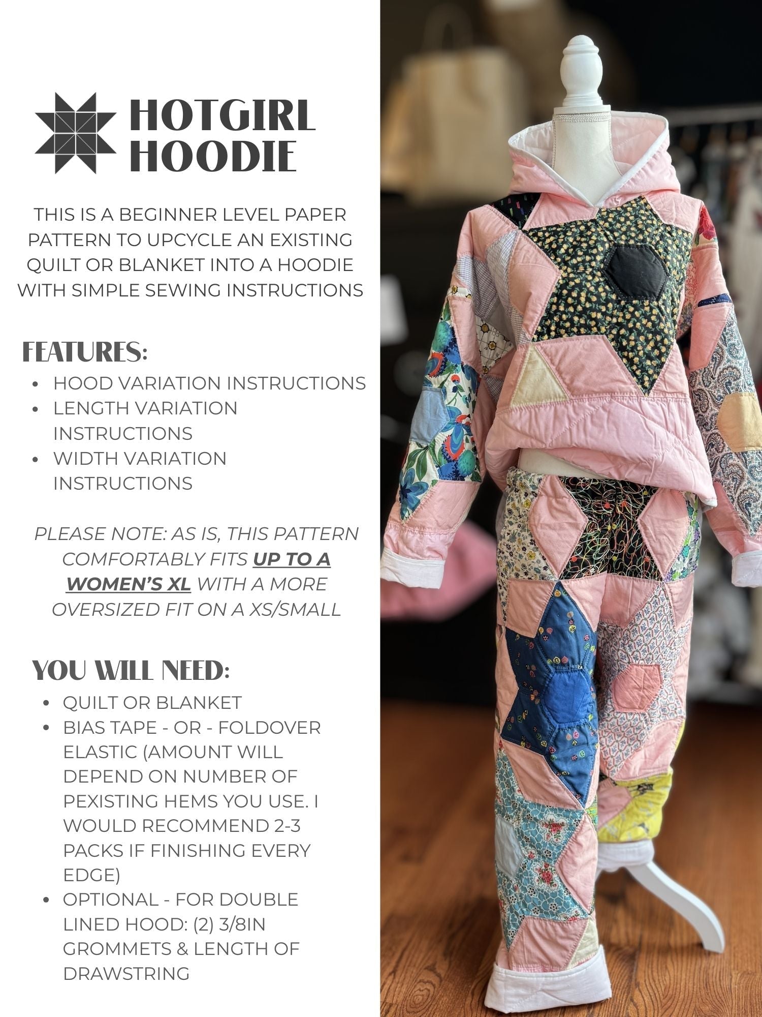 Hoodie - Paper Pattern - Hot Girl Quilting - Simplifi Fabric