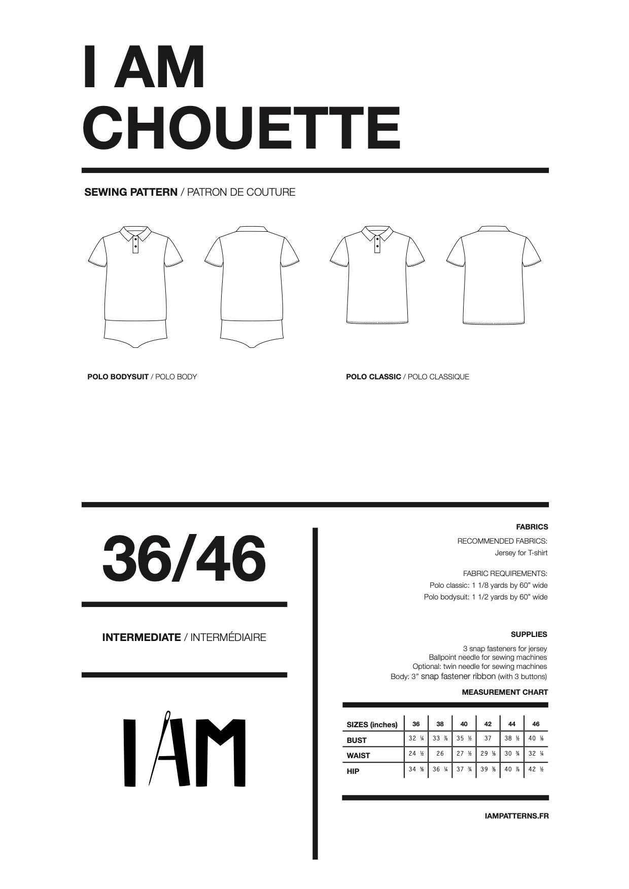 I am CHOUETTE - Polo Shirt + Bodysuit Pattern - I AM PATTERNS - Simplifi Fabric