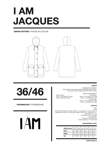 I am JACQUES (Ladies) - Classic Raincoat Pattern - I AM PATTERNS - Simplifi Fabric