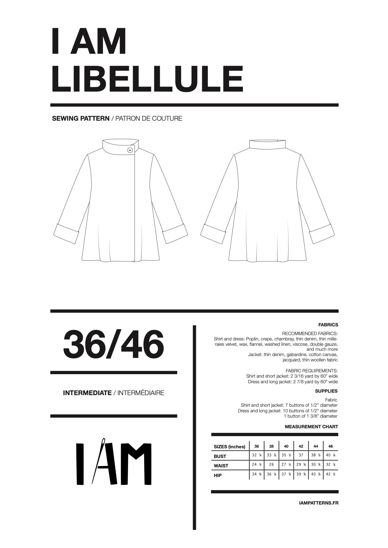 I am LIBELLULE - Shirt, Dress + Jacket Pattern - I AM PATTERNS - Simplifi Fabric