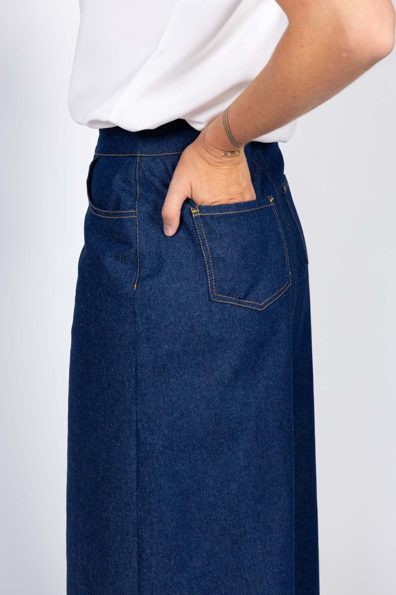 I am RUBY - Denim Skirt Pattern - I AM PATTERNS - Simplifi Fabric