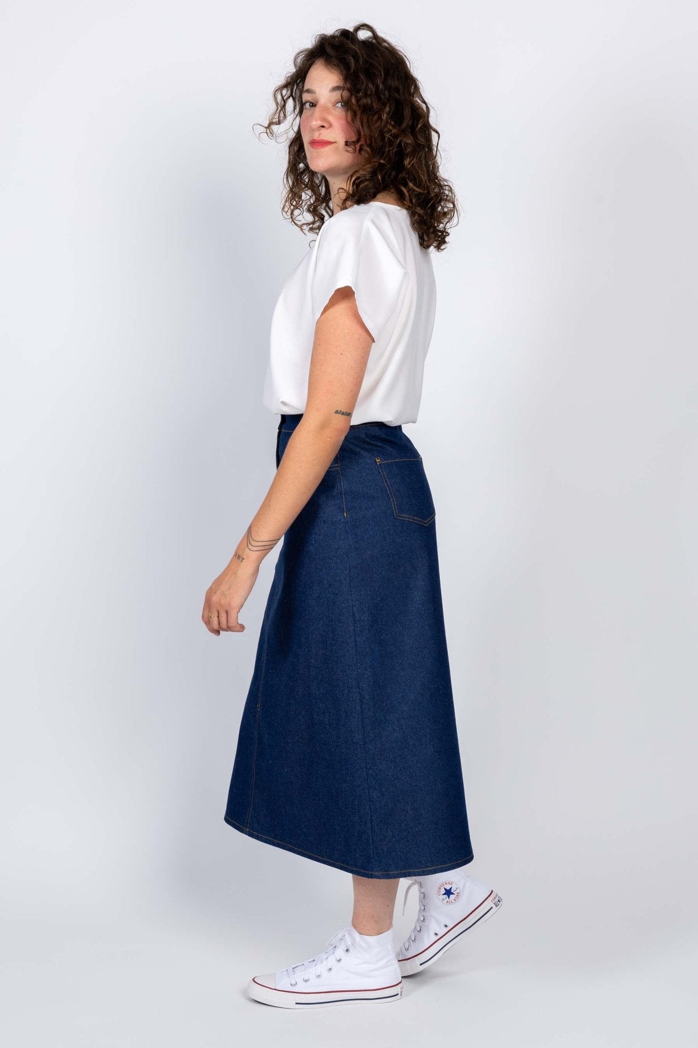I am RUBY - Denim Skirt Pattern - I AM PATTERNS - Simplifi Fabric