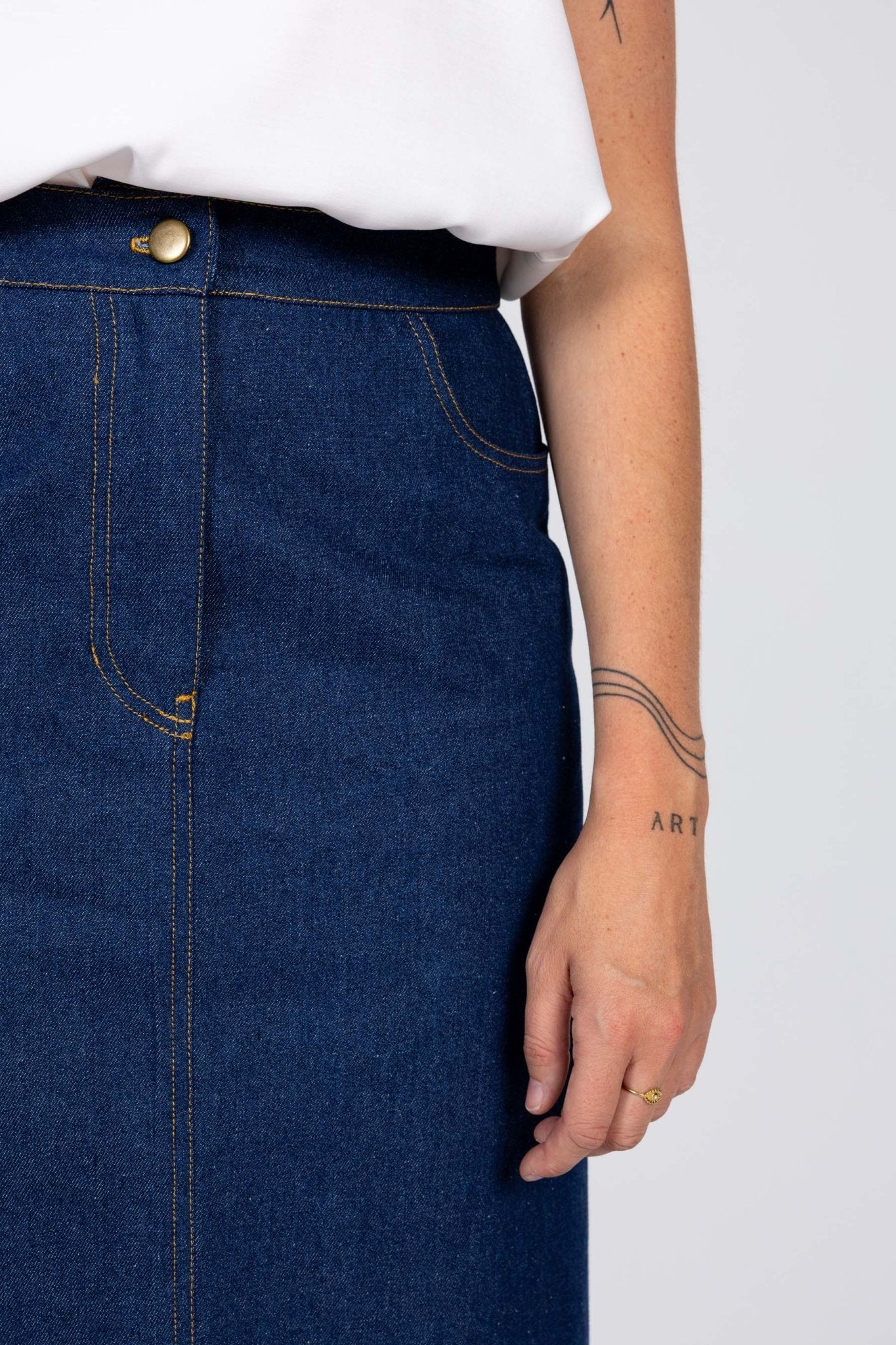 I am RUBY - Denim Skirt Pattern - I AM PATTERNS - Simplifi Fabric