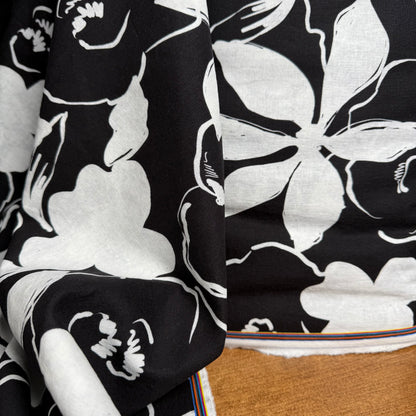 Botanical Linen Cotton - Black/White