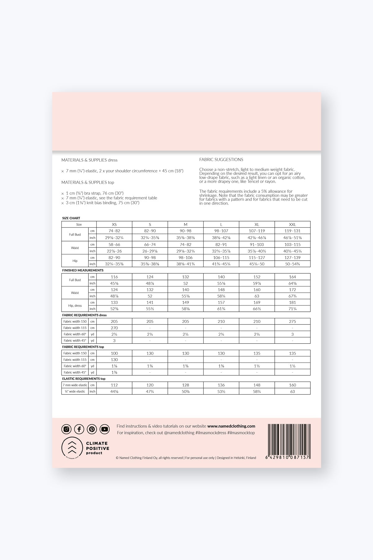 Ilma Smock Dress and Top - PDF Pattern - Named Clothing - Simplifi Fabric