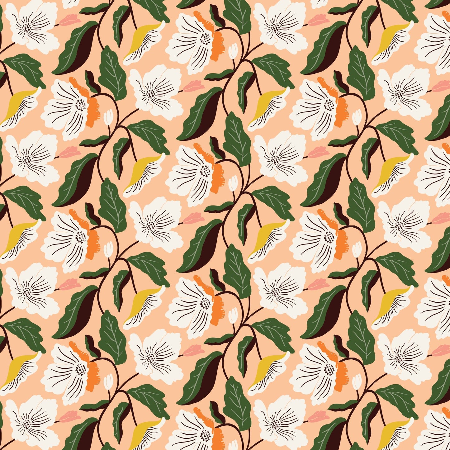 Irises - Peach - Honey Garden - Juliana Tipton - Cloud 9 Fabrics - Poplin - Simplifi Fabric