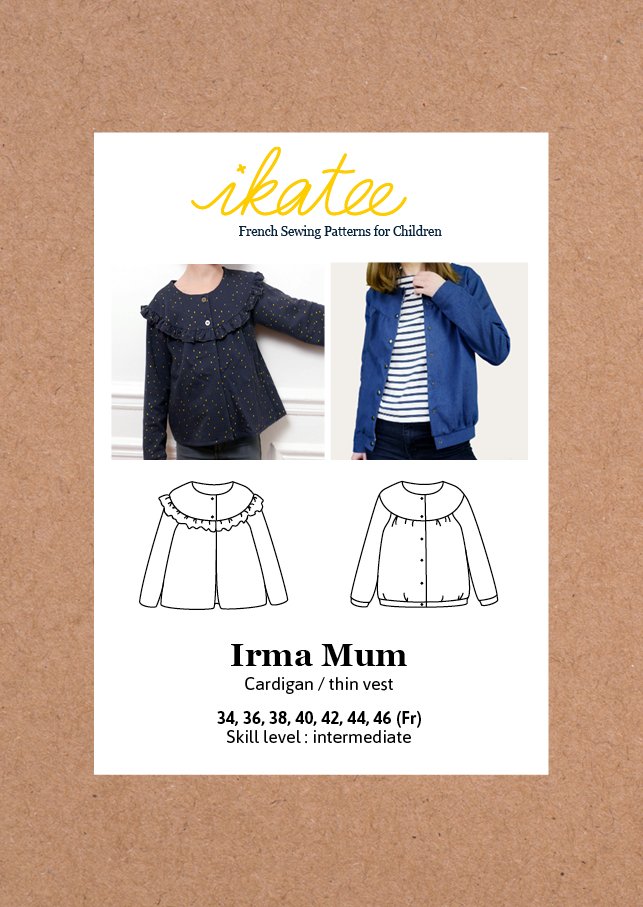 Irma Mum Cardigan or Thin Vest Sewing Pattern - Ladies 34/46 - Ikatee - Simplifi Fabric