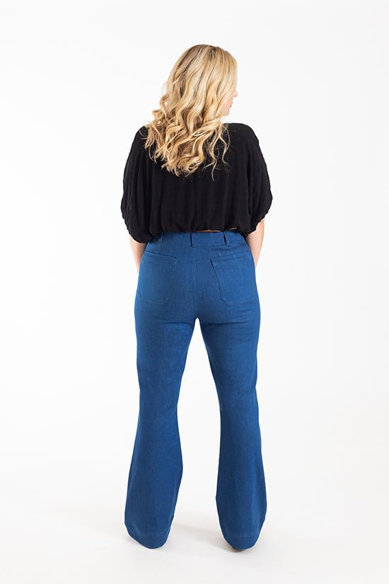 Isle High - Waisted Stretch Denim Pattern - Chalk + Notch - Simplifi Fabric