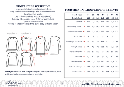 Jasmin Mum Sweatshirt & Dress Sewing Pattern - Ladies 34/46 - Ikatee - Simplifi Fabric