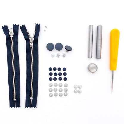 Jeans Hardware Kit - Black Zipper / Matte Black Enamel Hardware - Kylie And The Machine - Simplifi Fabric