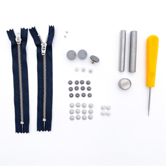 Jeans Hardware Kit - Black Zipper / Pewter Hardware - Kylie And The Machine - Simplifi Fabric