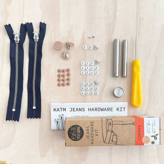 Jeans Hardware Kit - Navy Zipper / Copper Hardware - Kylie And The Machine - Simplifi Fabric