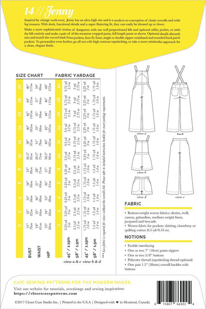 Jenny Overalls & Trousers Pattern - Closet Core Patterns - Simplifi Fabric