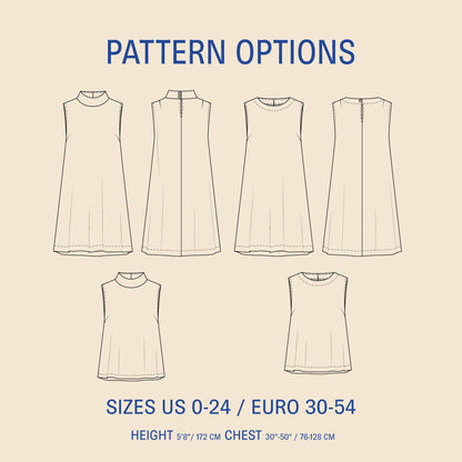 June Dress Womens Paper Pattern - Wardrobe by Me - Simplifi Fabric