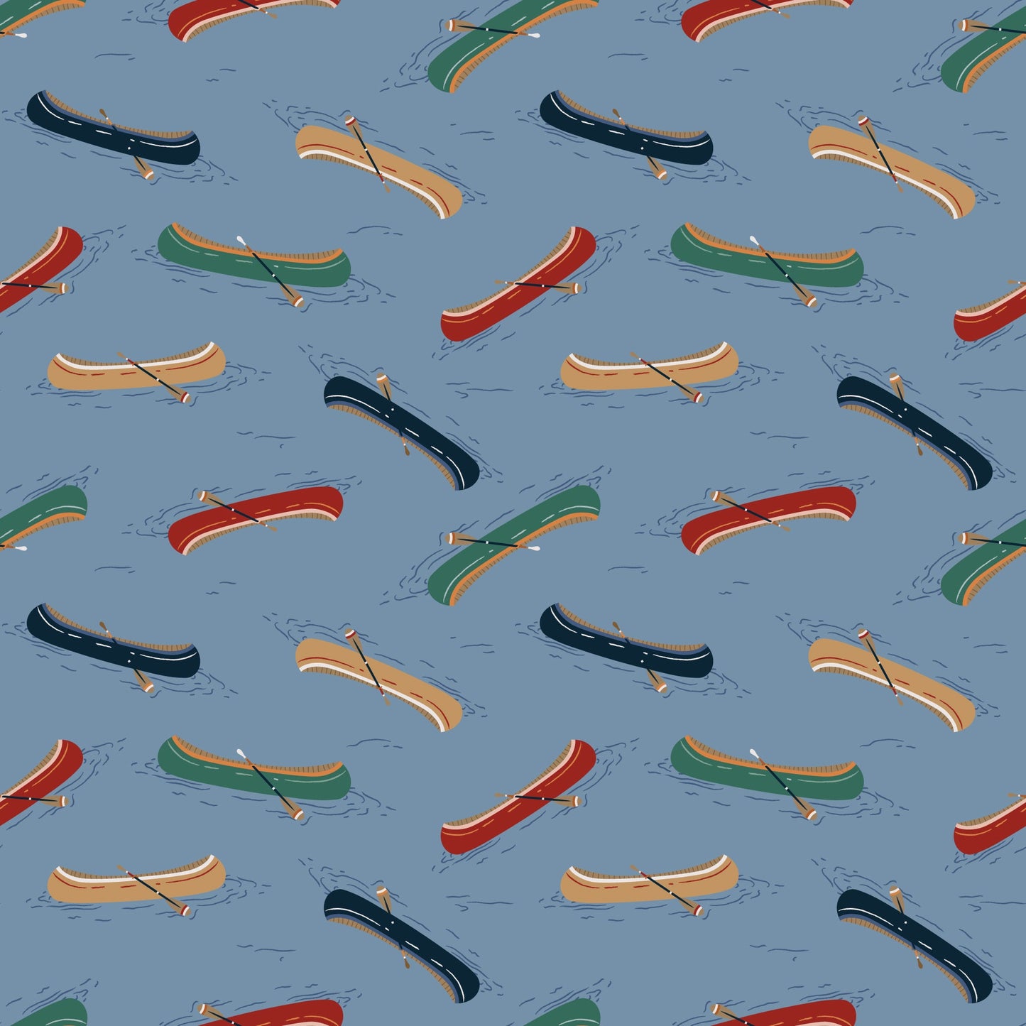 Just Paddling - Blue - Backwoods and Boots - Softly Studio - Cloud 9 Fabrics - Poplin - Simplifi Fabric