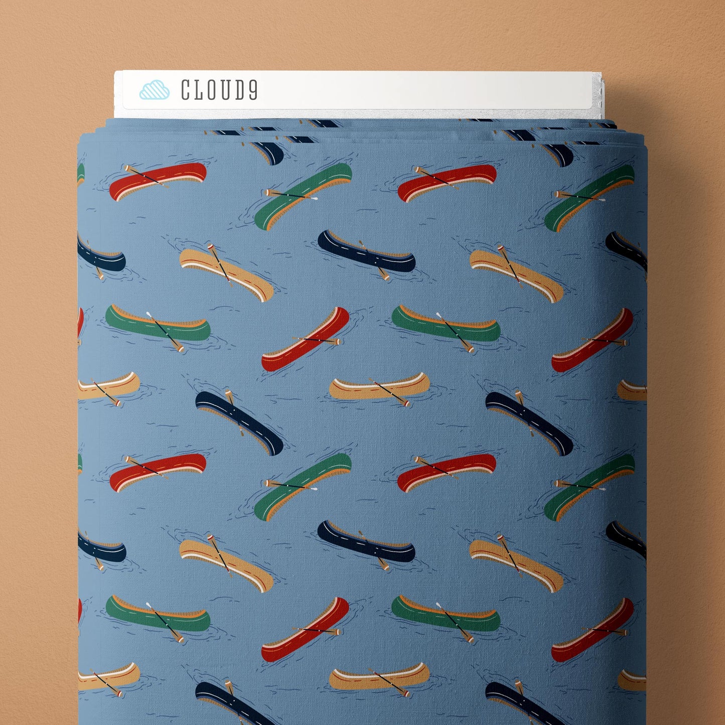 Just Paddling - Blue - Backwoods and Boots - Softly Studio - Cloud 9 Fabrics - Poplin - Simplifi Fabric