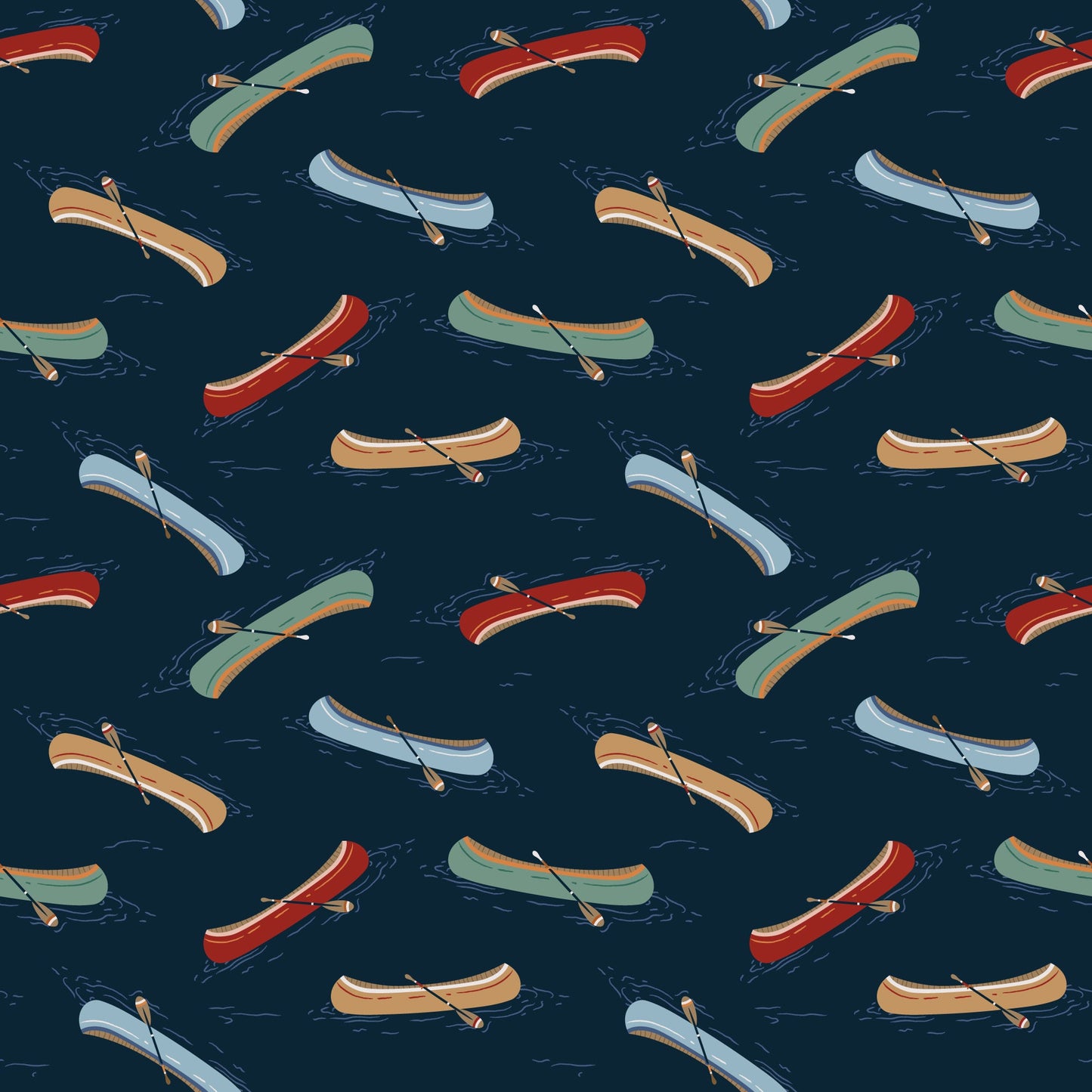 Just Paddling - Navy - Backwoods and Boots - Softly Studio - Cloud 9 Fabrics - Poplin - Simplifi Fabric