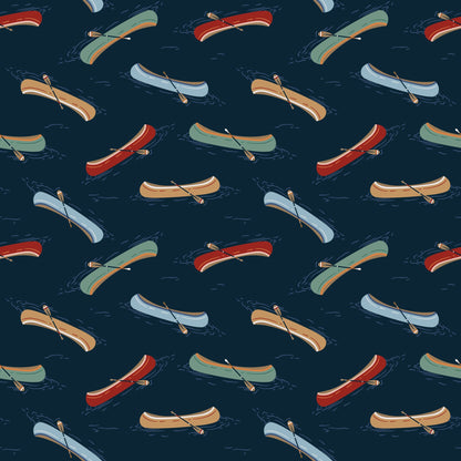 Just Paddling - Navy - Backwoods and Boots - Softly Studio - Cloud 9 Fabrics - Poplin - Simplifi Fabric