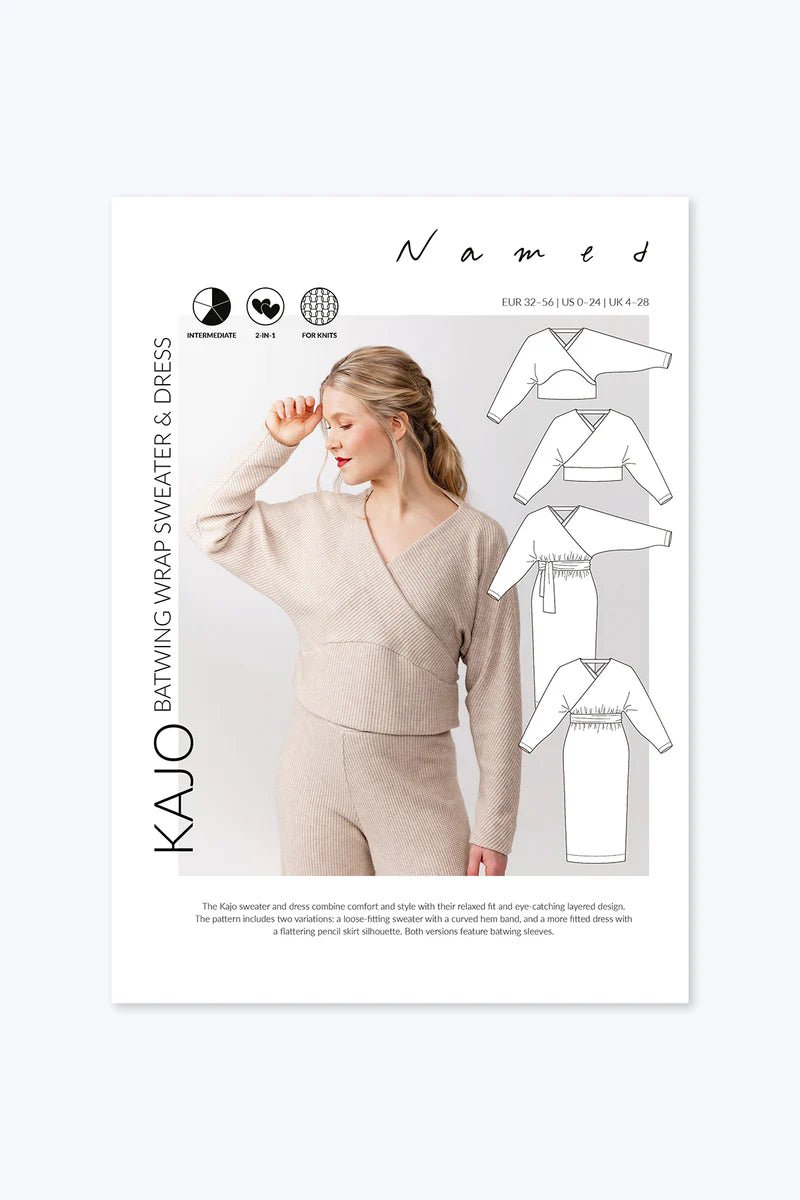 Kajo Batwing Wrap Sweater & Dress - Named Clothing - Sewing Pattern - Simplifi Fabric