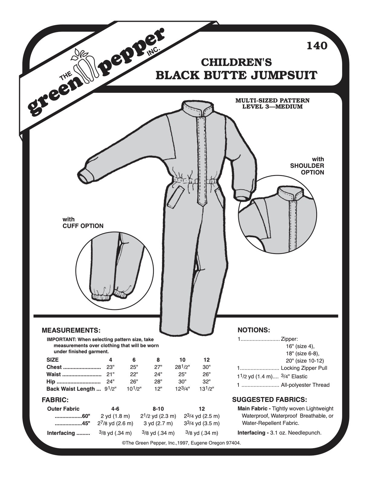 Kid’s Black Butte Jumpsuit Pattern - 140 - The Green Pepper Patterns - Simplifi Fabric