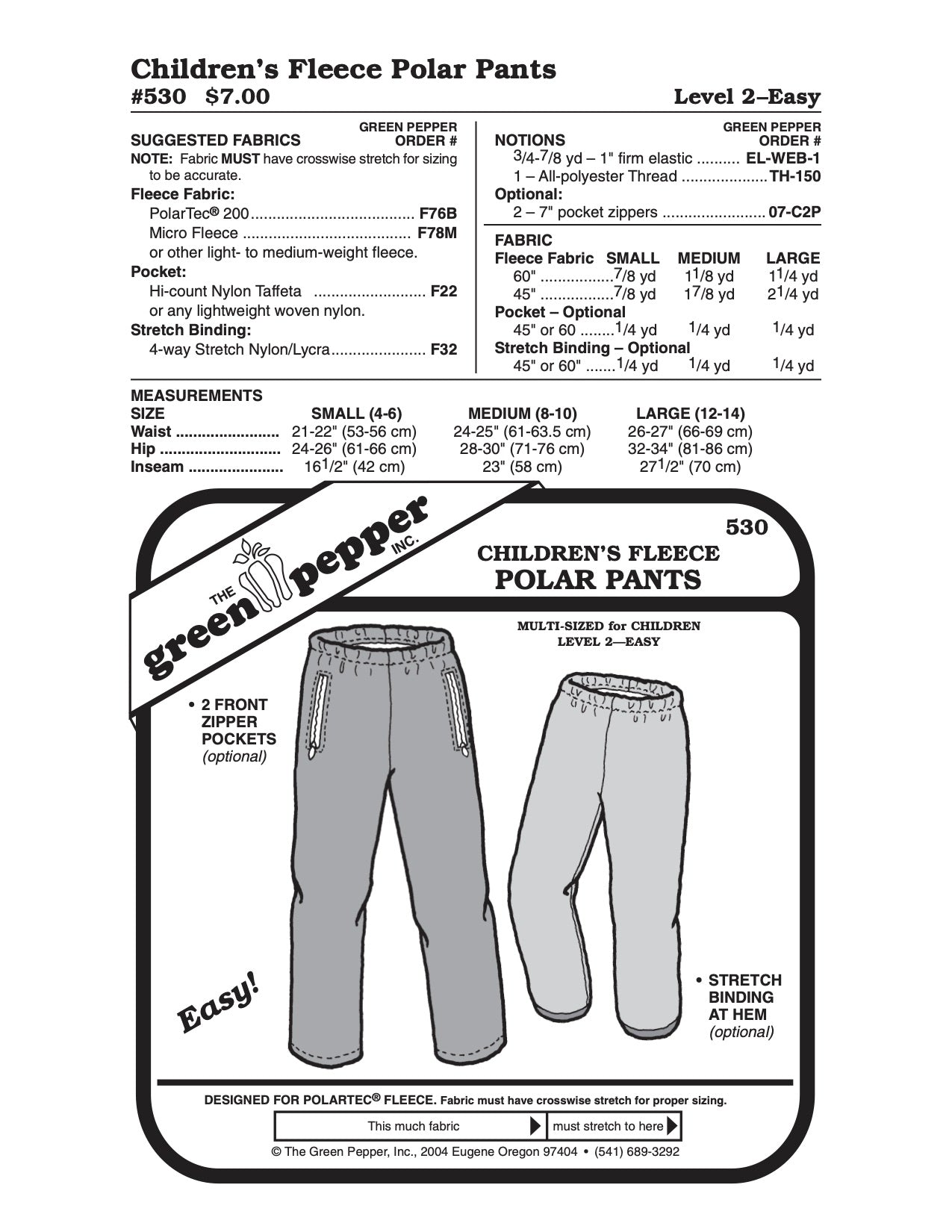 Kids Polar Pants Pattern - 530 - The Green Pepper Patterns - Simplifi Fabric