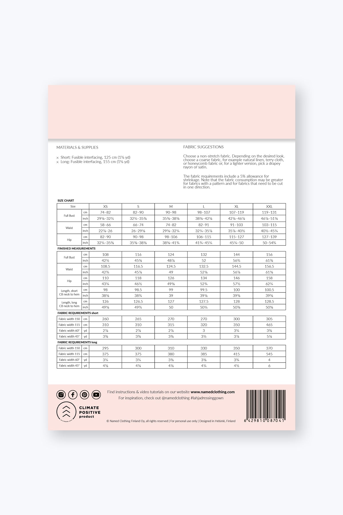 Lahja Unisex Dressing Gown - PDF Pattern - Named Clothing - Simplifi Fabric