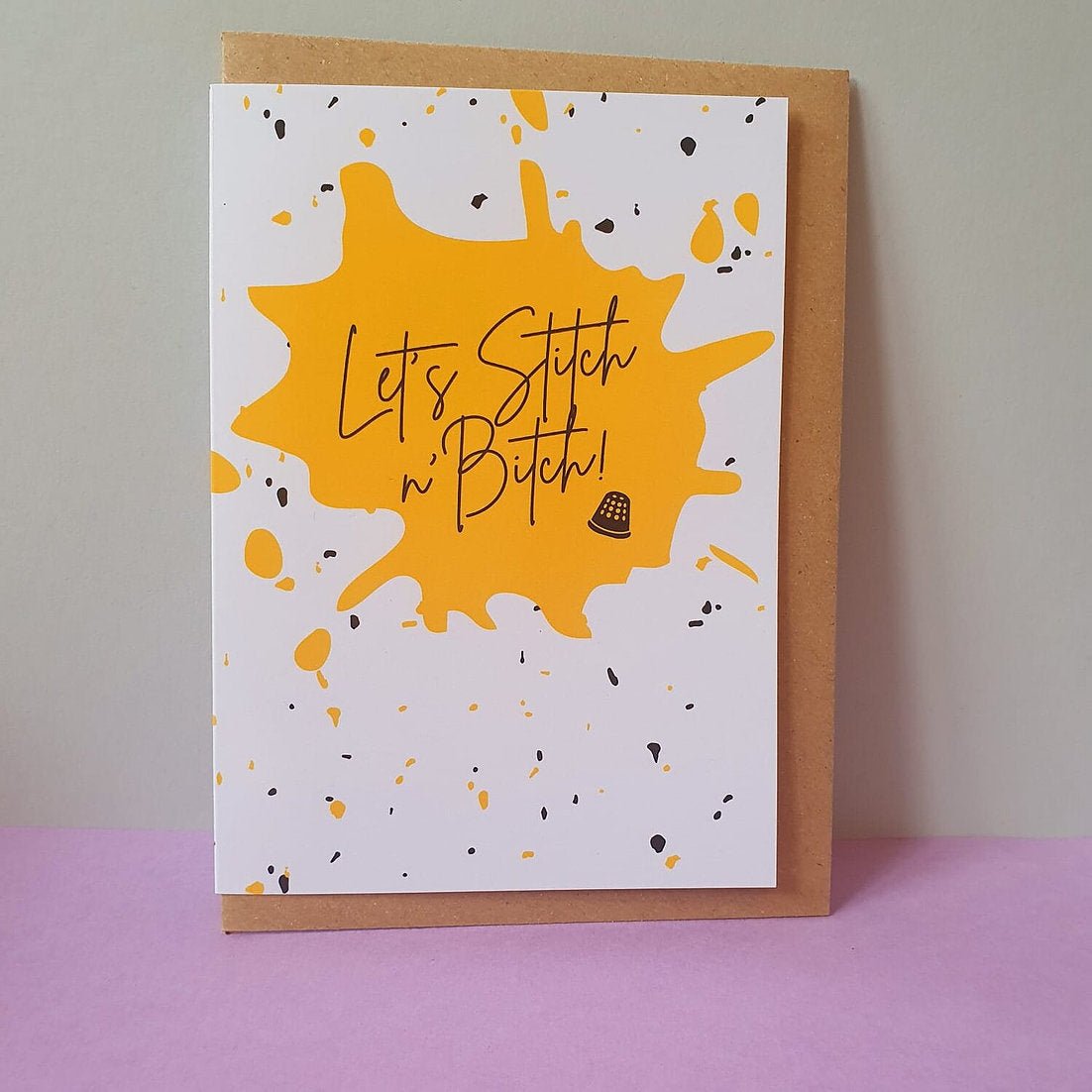 "LET'S STITCH N' BITCH" Sewing Themed Greeting Card - Sew Anonymous - Simplifi Fabric