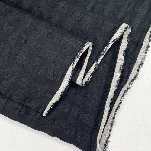 Linen / Viscose Jacquard Gauze - Black - Simplifi Fabric