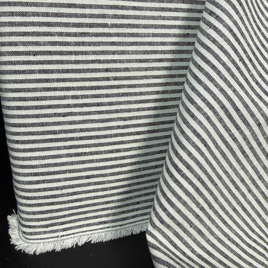 Linen/Cotton Blue + Natural White Stripe - Deadstock - Simplifi Fabric