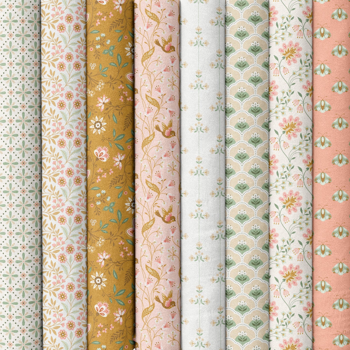 Little Moth - Ivory/Gold - Vintage Charm - Dots & Glory - Cloud 9 Fabrics - Poplin - Simplifi Fabric
