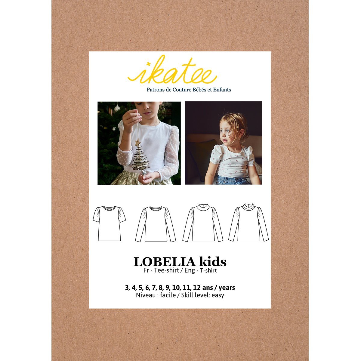 Lobelia Kids Tee - shirt Sewing Pattern - Girls 3/12 - Ikatee - Simplifi Fabric