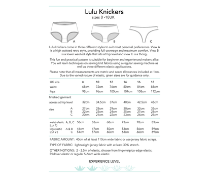 Lulu Knickers Sewing Pattern - Dhurata Davies - Simplifi Fabric