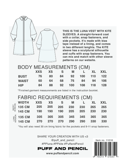 Luna + Kite Sleeves Jacket - Paper Sewing Pattern - Puff And Pencil - Simplifi Fabric