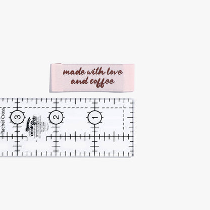 "MADE WITH LOVE AND COFFEE" Woven Label Pack - Kylie And The Machine - Simplifi Fabric