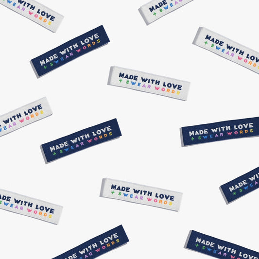 "MADE WITH LOVE AND SWEAR WORDS" V.2 Woven Label Pack - Kylie And The Machine - Simplifi Fabric