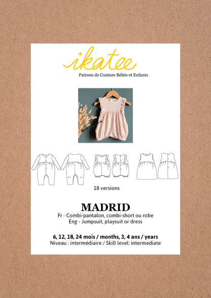 Madrid Jumpsuit/Playsuit Sewing Pattern - Baby 6M/4Y - Ikatee - Simplifi Fabric