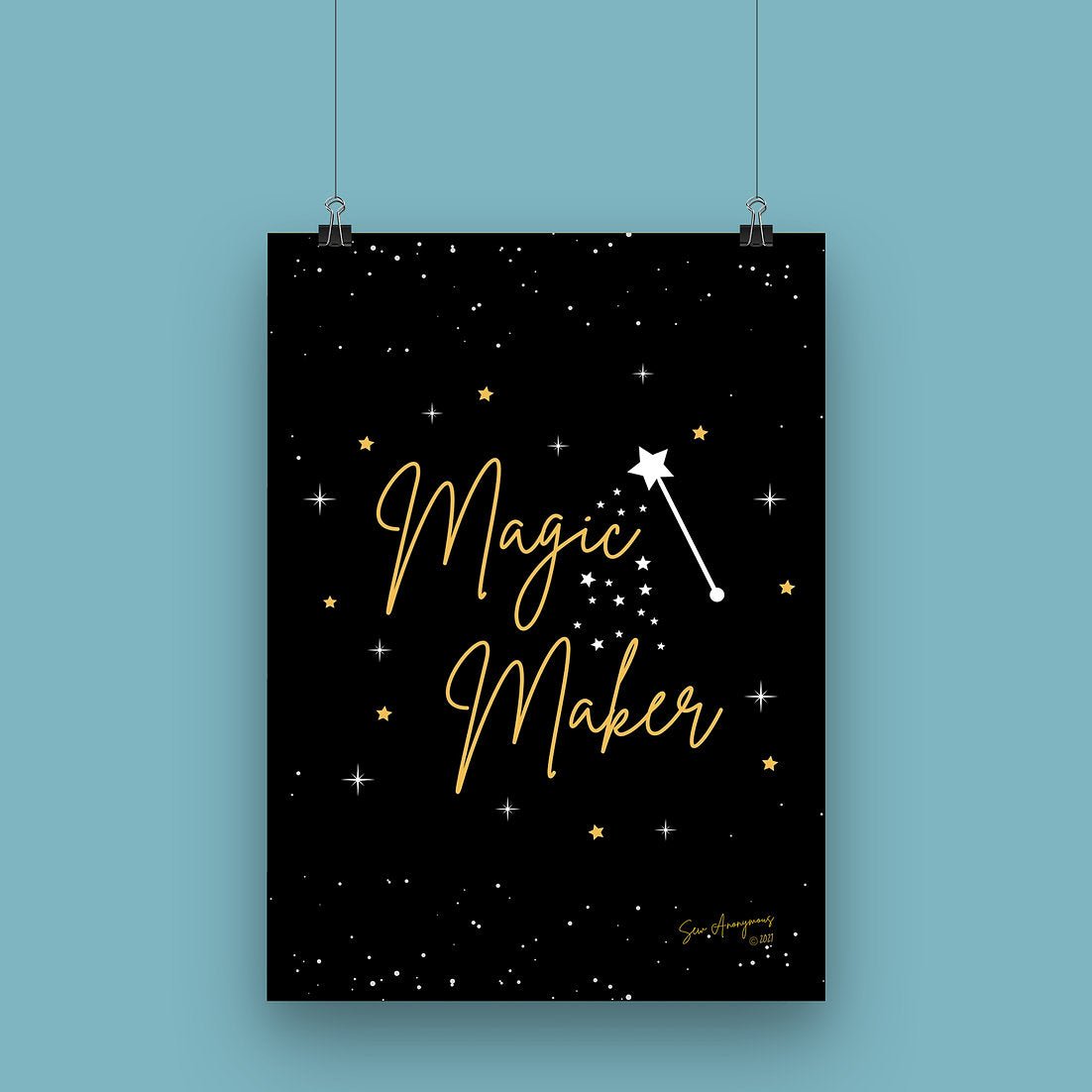 "MAGIC MAKER" Sewing Themed A4 Print - Sew Anonymous - Simplifi Fabric