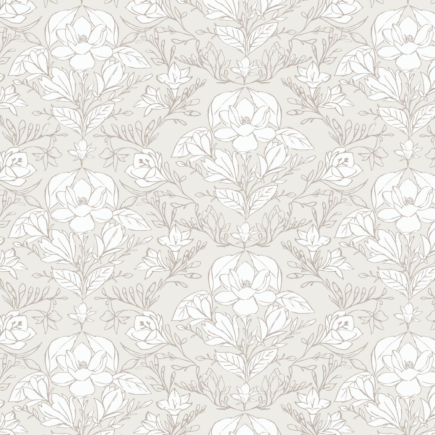 Magnolia Reverie - White/Grey - Gentle Whispers - Trisha Patel - Cloud 9 Fabrics - Poplin - Simplifi Fabric