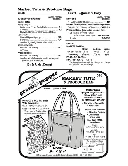 Market Tote & Produce Bag Pattern - 546 - The Green Pepper Patterns - Simplifi Fabric