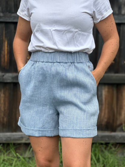 Marlo Womens High Waisted Everyday Shorts PDF Sewing Pattern - Atelier Mimito - Simplifi Fabric